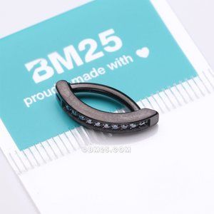 Implant Grade Titanium Blackline Sparkle Gem Lined Minimalist Curved Bar Belly